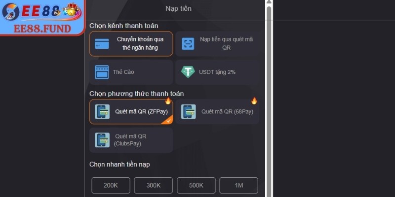 Chi tiết toàn bộ phương thức nạp rút tiền EE88